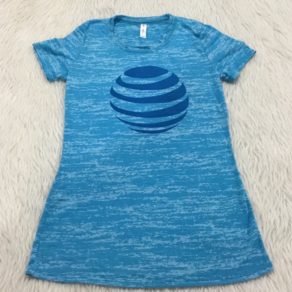 AT&T women’s graphic blue burnout short sleeve t shirt size xl